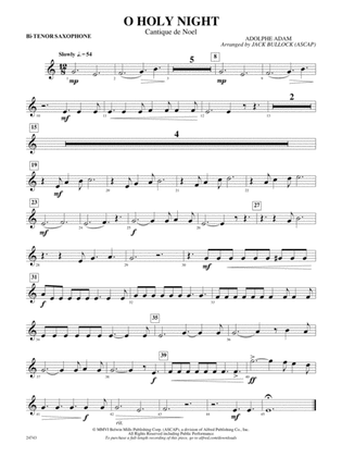O Holy Night (Cantique de Noel): B-flat Tenor Saxophone