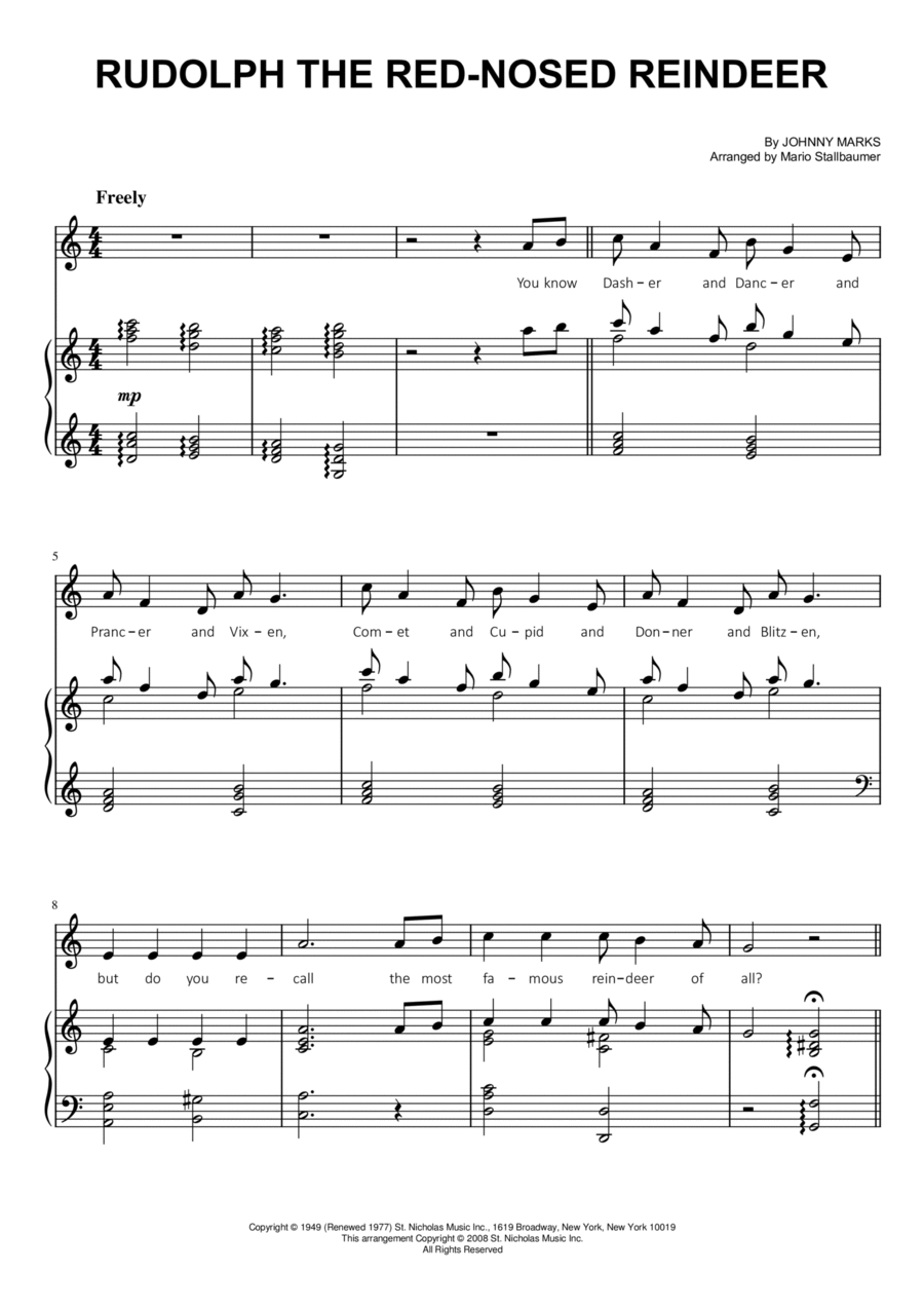 Rudolph The Red-nosed Reindeer Voice scores gallery preview page 1