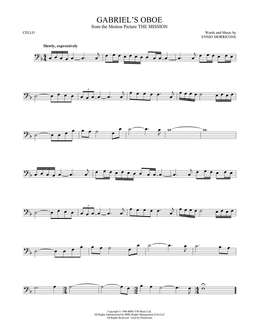 Gabriel's Oboe Cello Solo scores gallery preview page 1