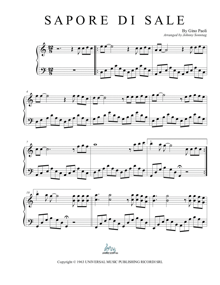 Sapore Di Sale Piano Solo scores gallery preview page 1
