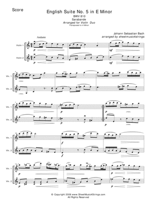 Bach, J.S, - Sarabande for Two Violins
