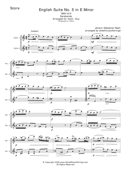 Bach, J.S, - Sarabande for Two Violins image number null