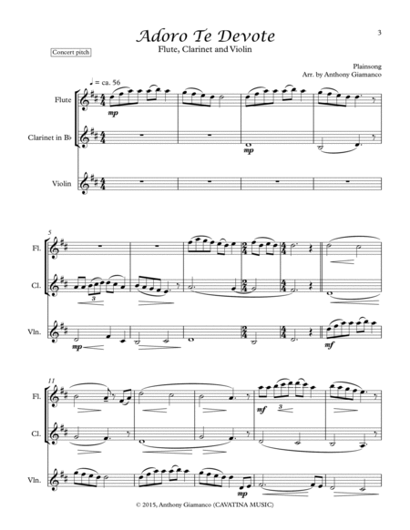 Adoro Te Devote (Flute, B-flat Clarinet, Violin) image number null