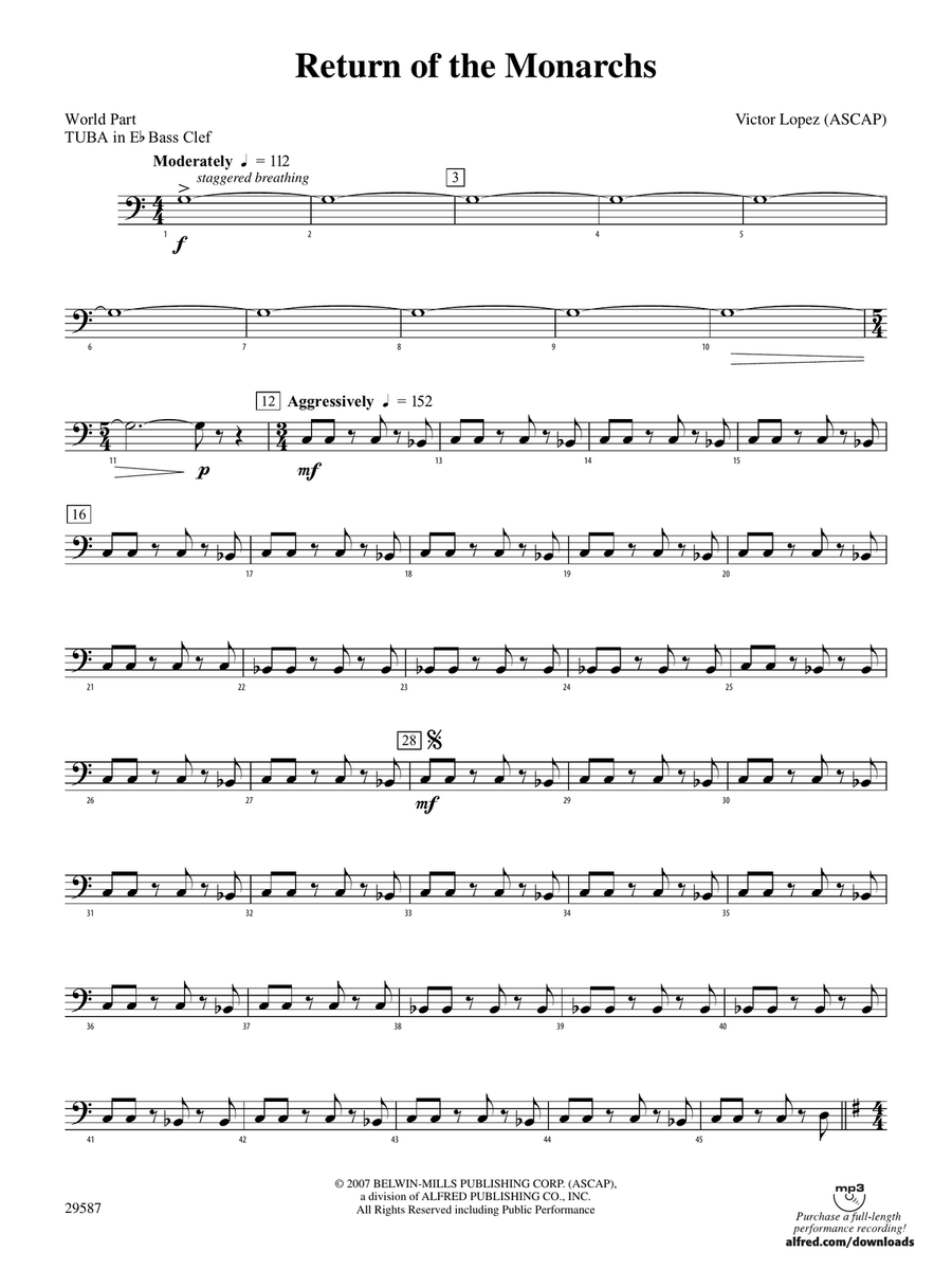 Return of the Monarchs: (World Part) E-flat Tuba B.C.