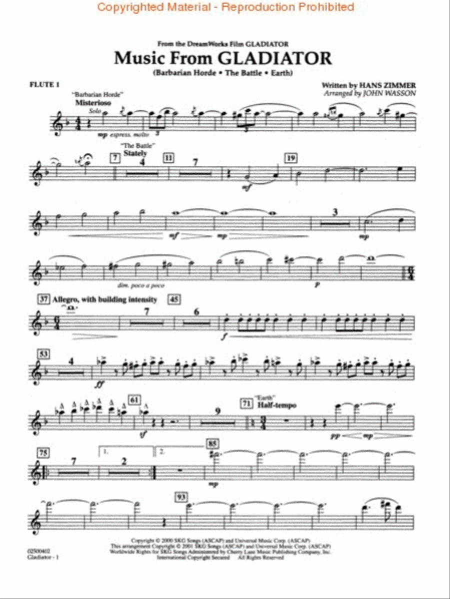 Music from Gladiator Full Orchestra scores gallery preview page 3