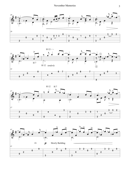 "November Memories" for solo classical fingerstyle guitar (+TAB) image number null