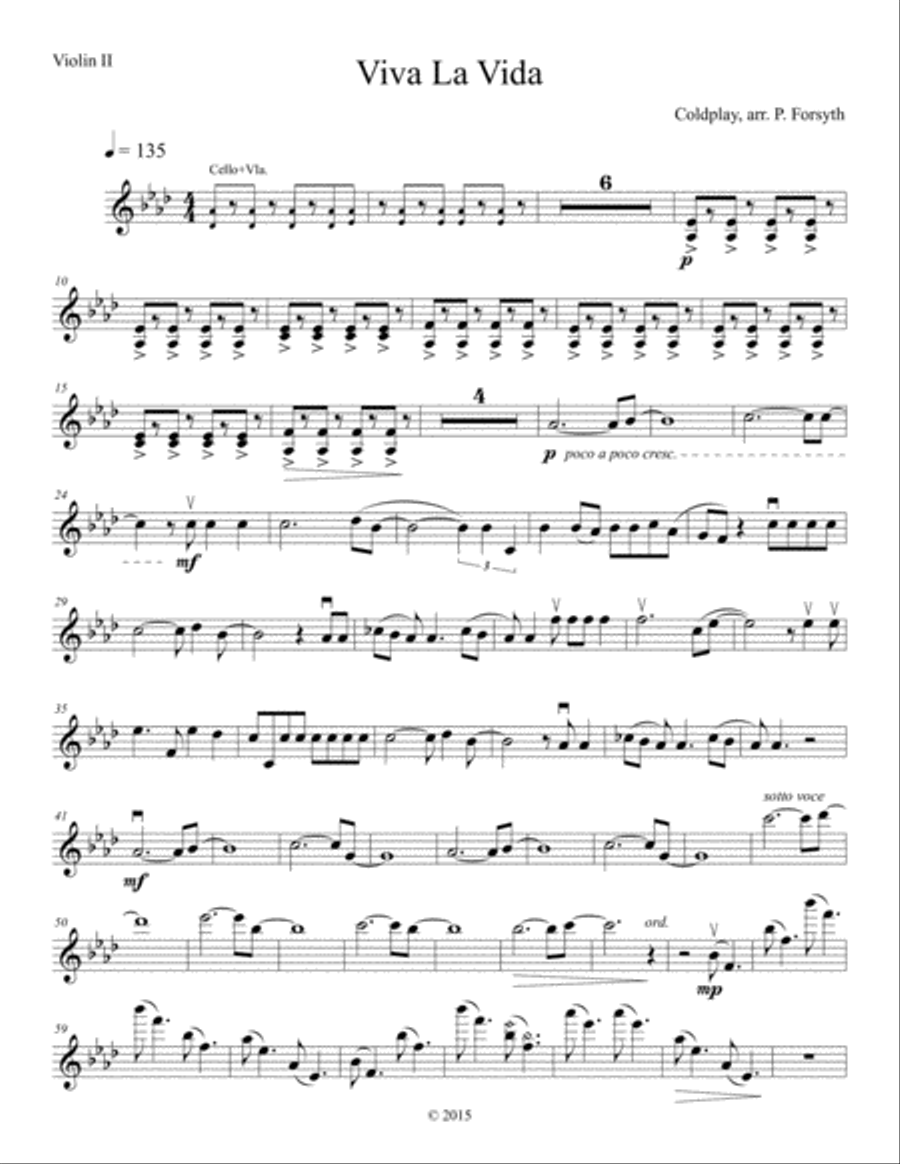 Viva La Vida Viva La Vida String Quartet scores gallery preview page 4