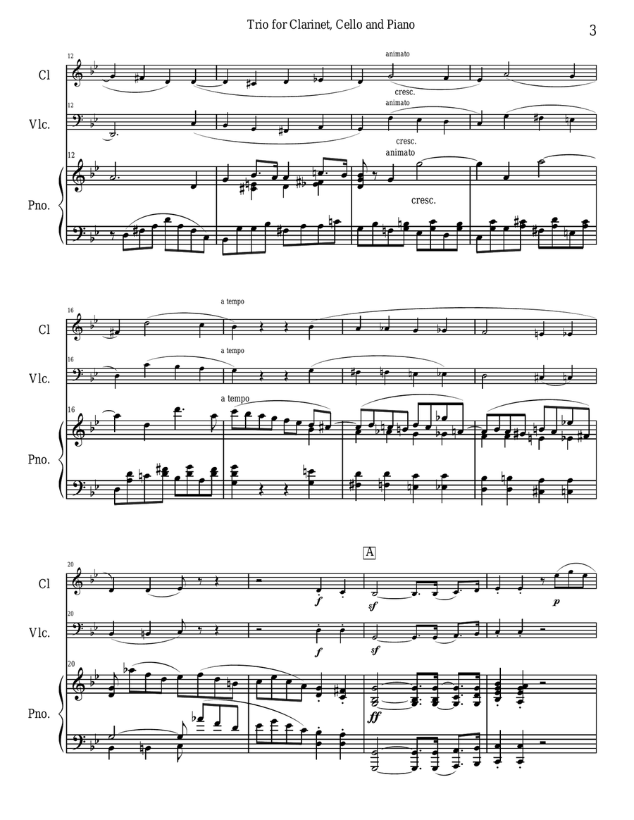 Clara Schumann Trio for clarinet, cello, and piano Piano Trio scores gallery preview page 3
