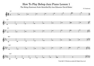 How To Play Bebop Jazz Piano Lesson 1 Worksheets