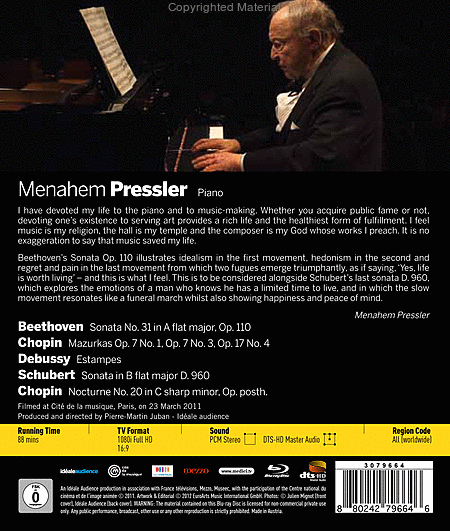 Menahem Pressler - Piano Recit