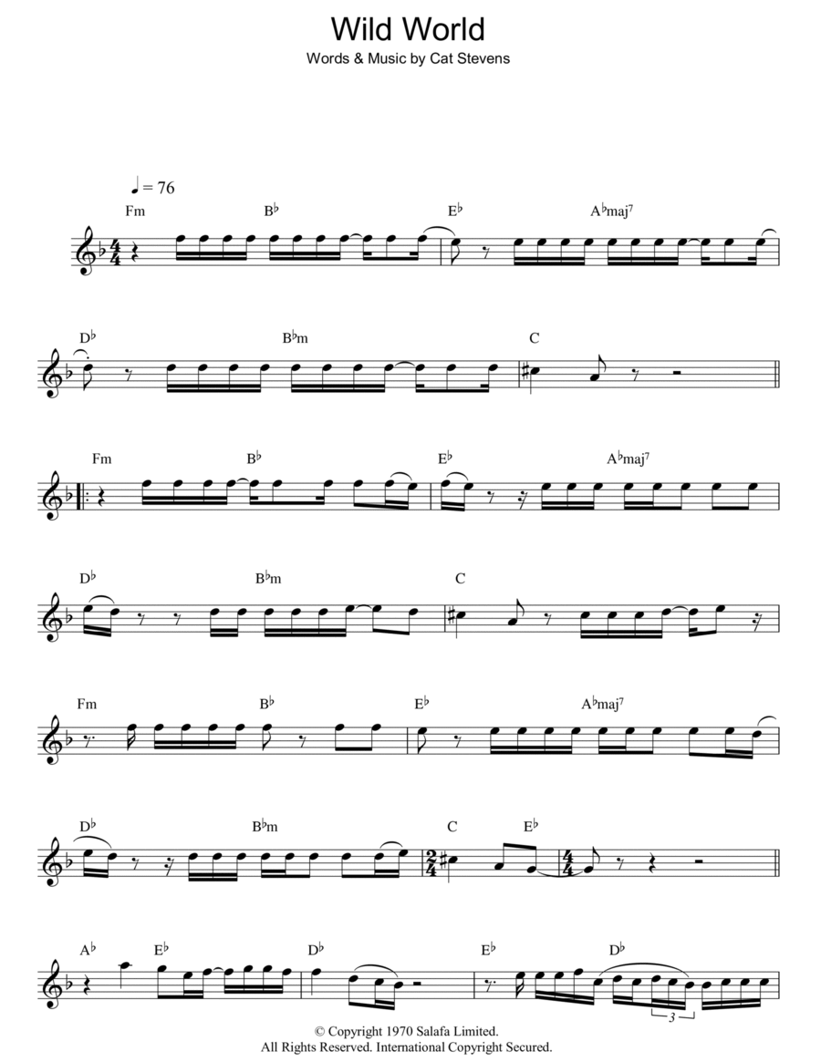 Wild World Piano scores gallery preview page 1