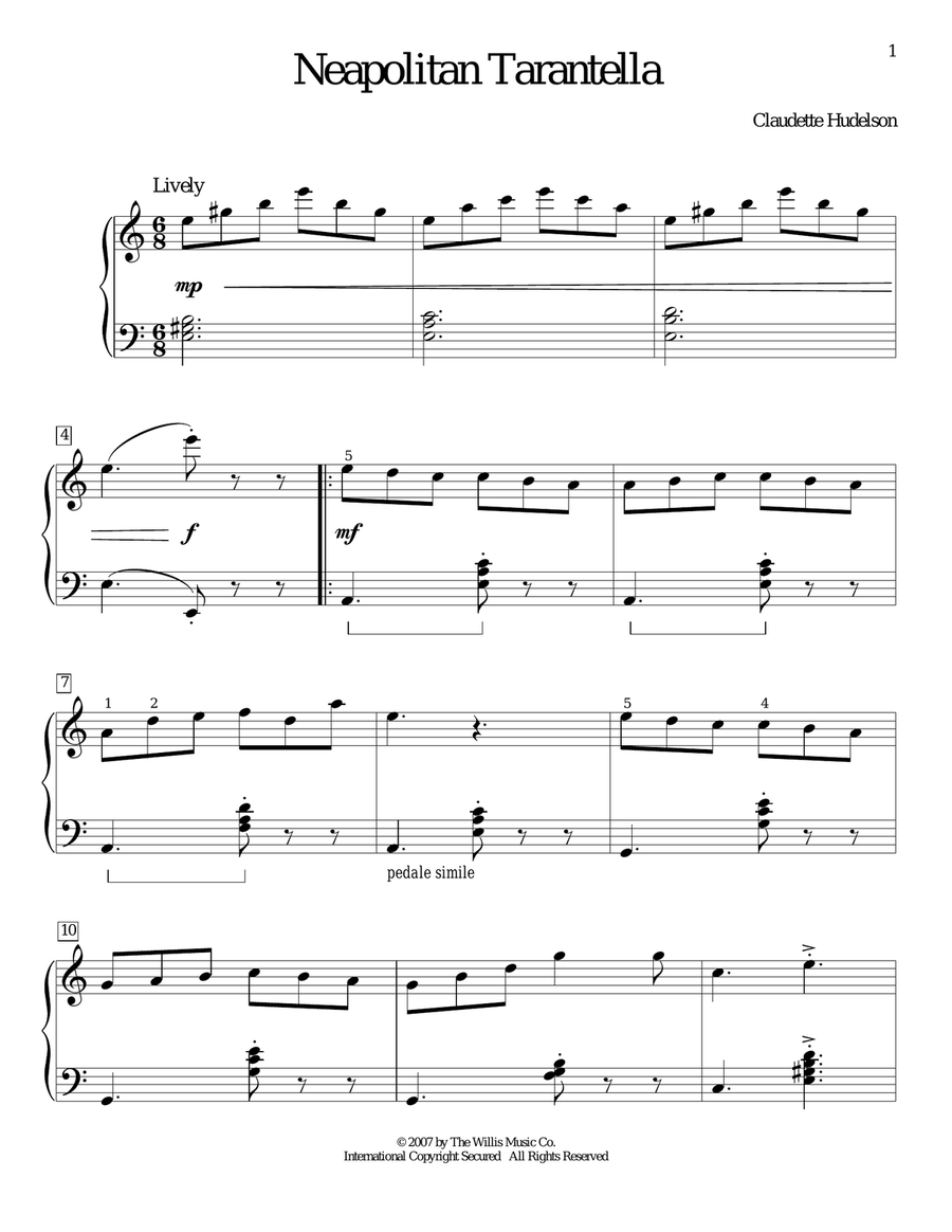 Neapolitan Tarantella Neapolitan Tarantella Piano Method scores gallery preview page 1