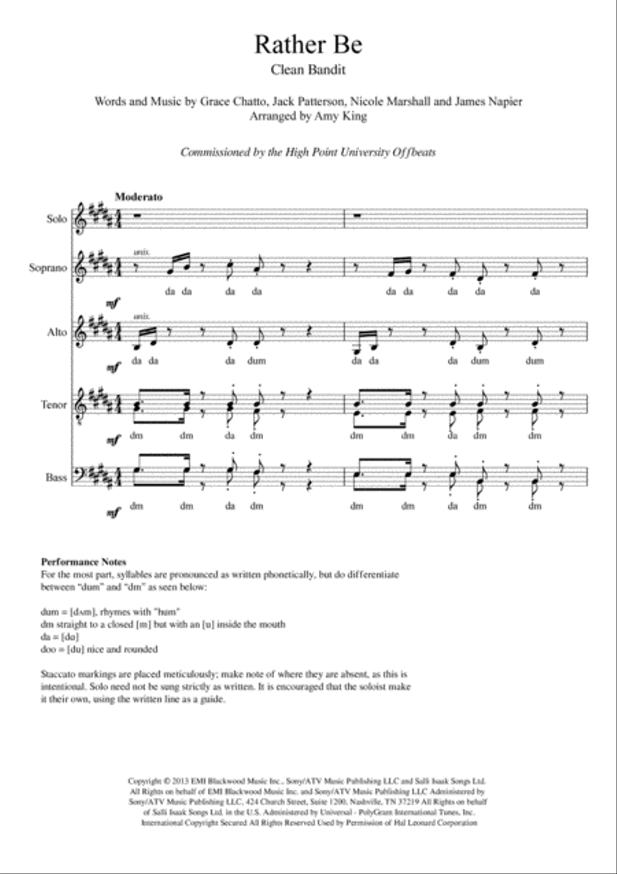 Rather Be Rather Be 4-Part scores gallery preview page 1