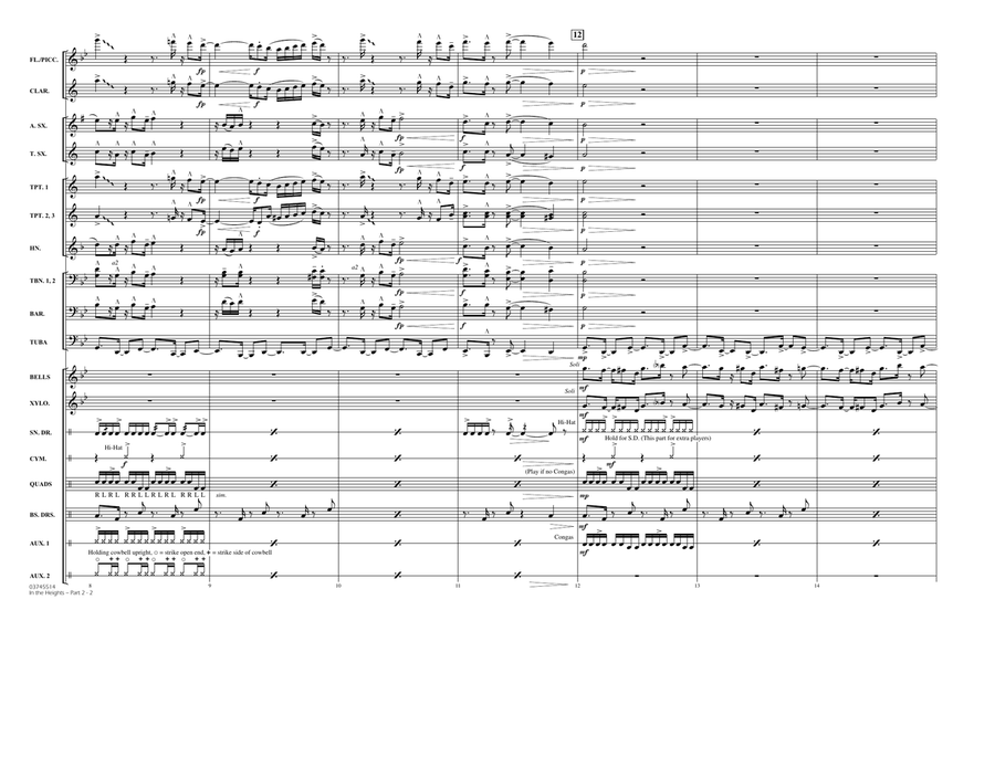 In The Heights: Part 2 (The Club) - Full Score Marching Band scores gallery preview page 2
