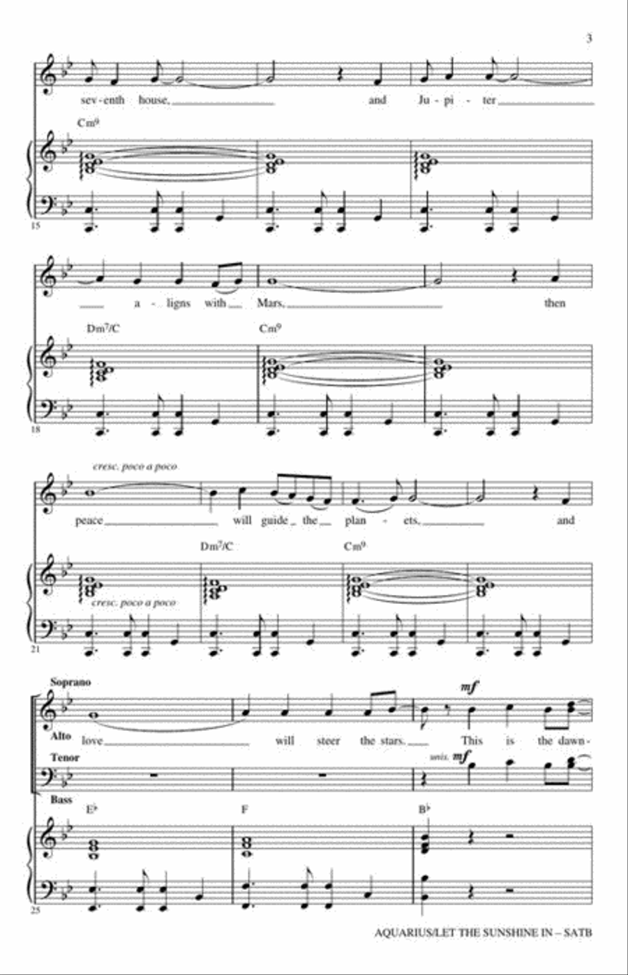 Aquarius/Let the Sunshine In 4-Part scores gallery preview page 4
