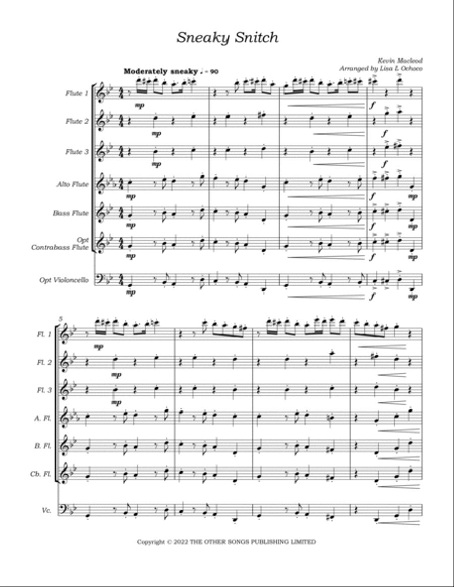 Sneaky Snitch Flute Choir scores gallery preview page 6