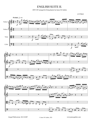 BACH: English Suite No. 2 BWV 807 for String Quartet