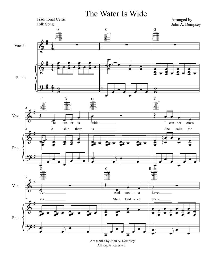 The Water is Wide Piano, Vocal scores gallery preview page 3