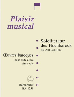 Book cover for Sololiteratur des Hochbarock for Treble Recorder (unaccompagnied)