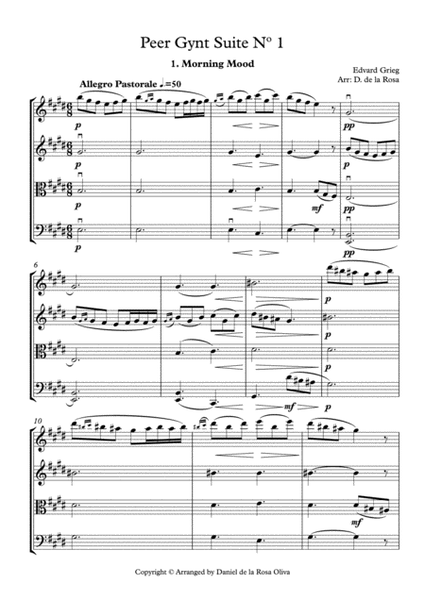 Peer Gynt Suite Nº 1 - E. Grieg - For String Quartet (Full Score) image number null
