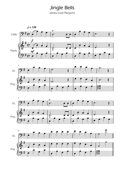 Jingle Bells - Cello Solo w/ Piano image number null
