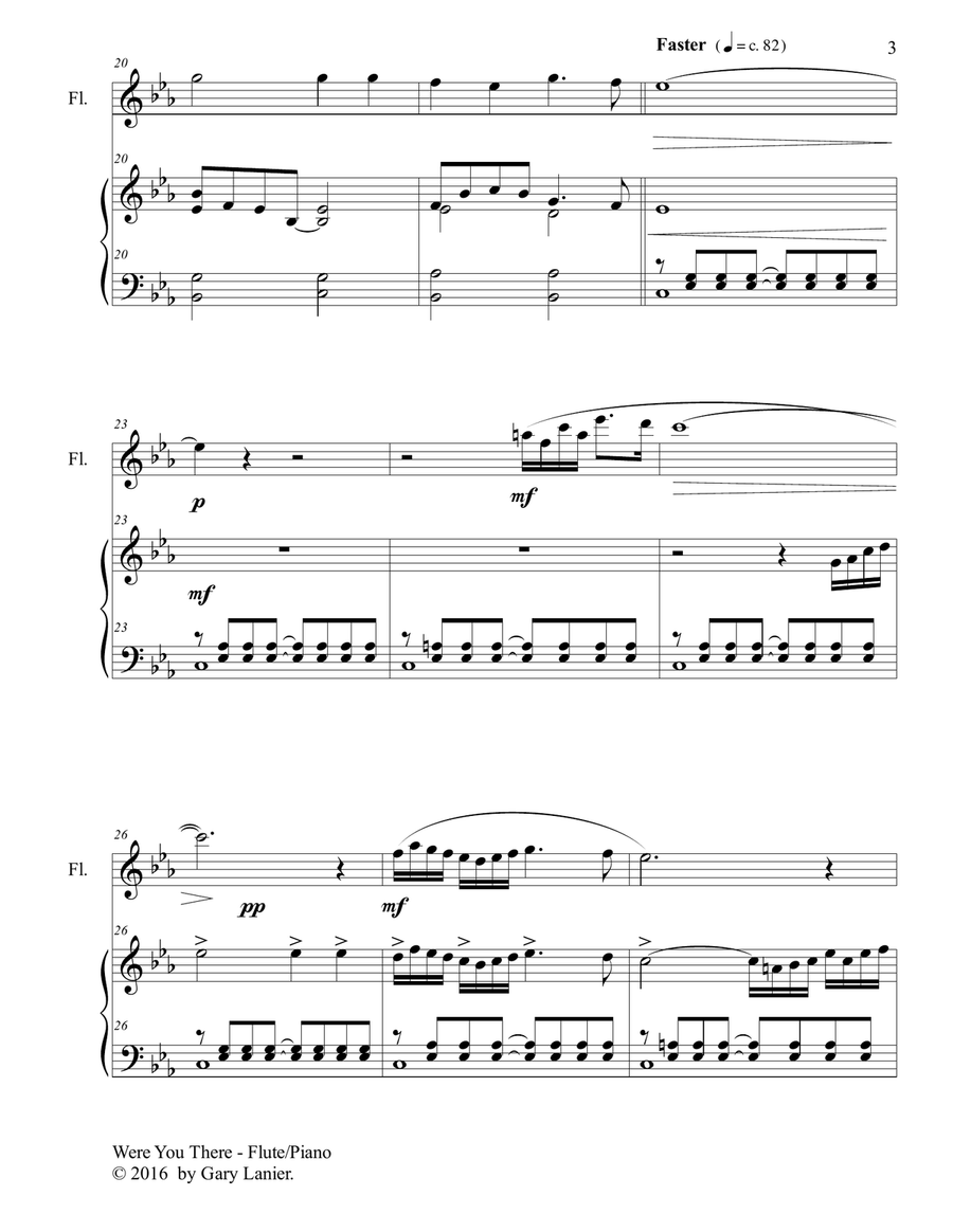 Gary Lanier: WERE YOU THERE (Duet – Flute & Piano with Parts) Woodwind Duet scores gallery preview page 4
