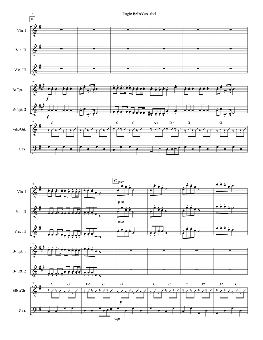 Jingle Bells/Cascabel for Mariachi Ensemble Small Ensemble scores gallery preview page 2
