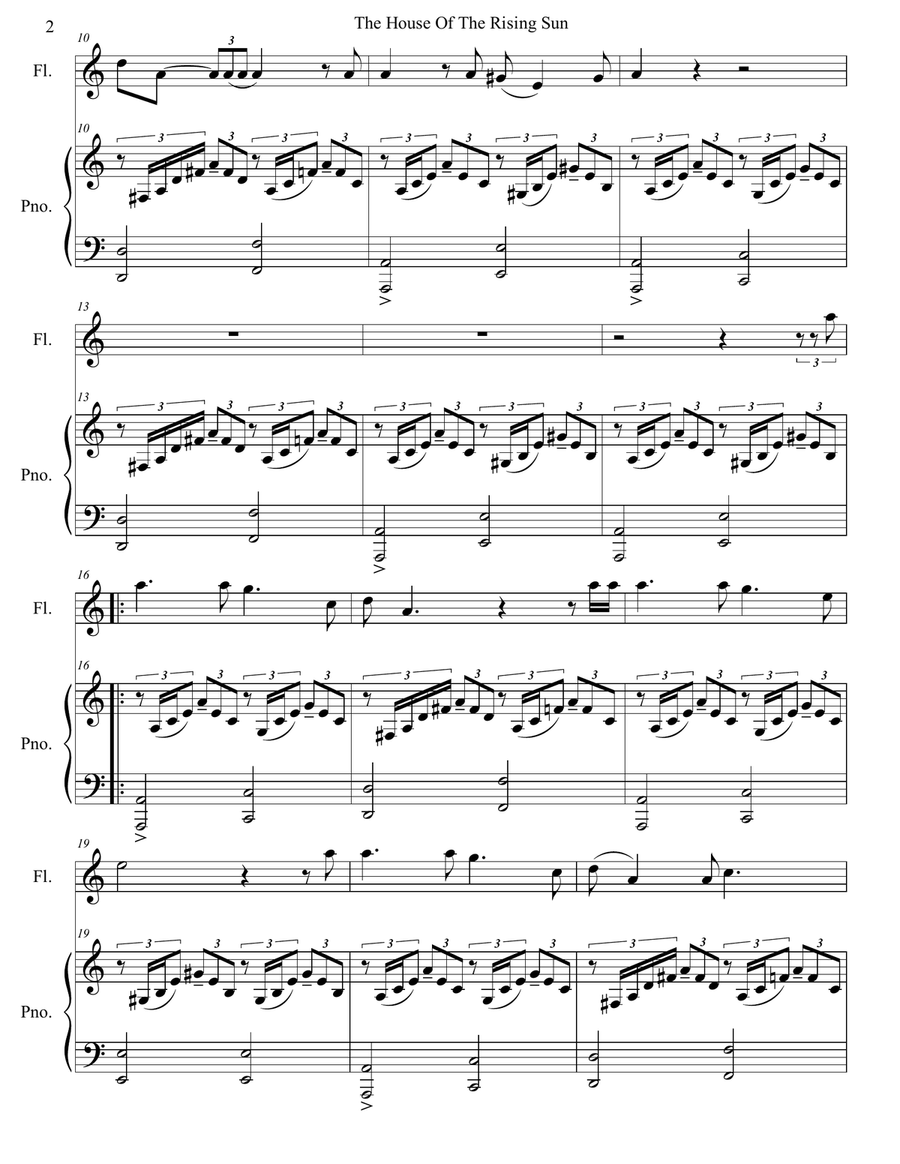 The House Of The Rising Sun Flute Solo scores gallery preview page 3