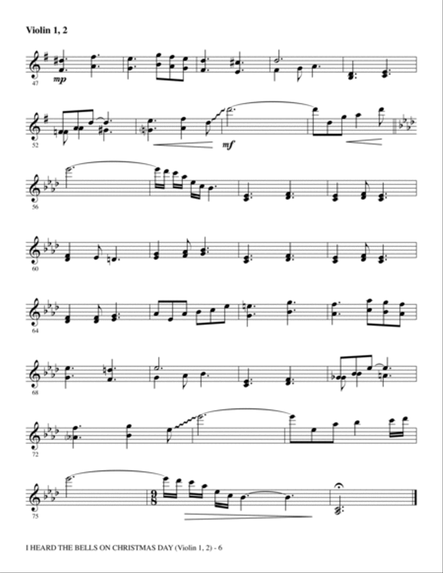 I Heard The Bells On Christmas Day (Celebrating Peace On Earth) - Violin 1, 2 Choir scores gallery preview page 6
