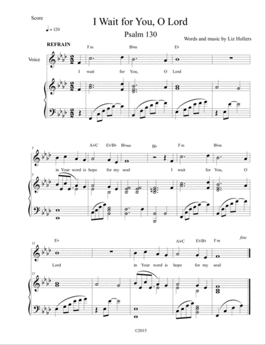 I Wait for You, O Lord (Psalm 130) Voice Solo scores gallery preview page 1