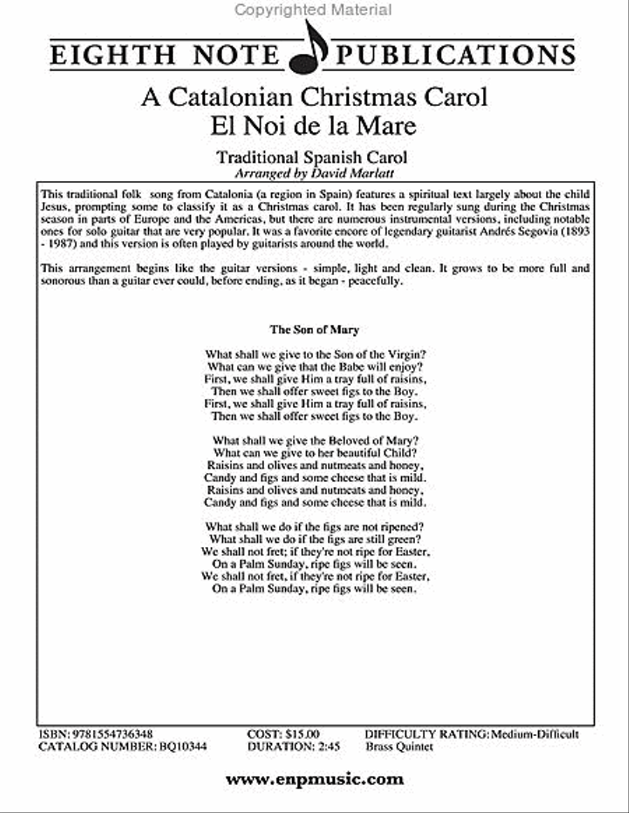A Catalonian Christmas Carol Brass Quintet scores gallery preview page 2