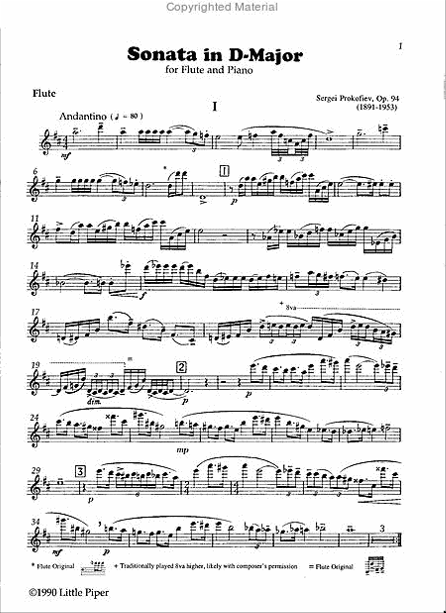 Sonata for Flute and Piano Flute Solo scores gallery preview page 2