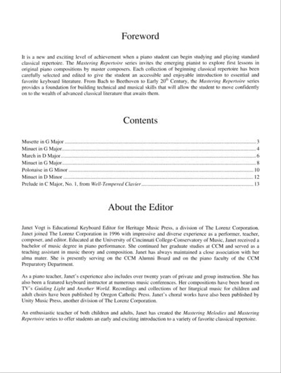 Mastering Repertoire: Bach Piano Solo scores gallery preview page 2