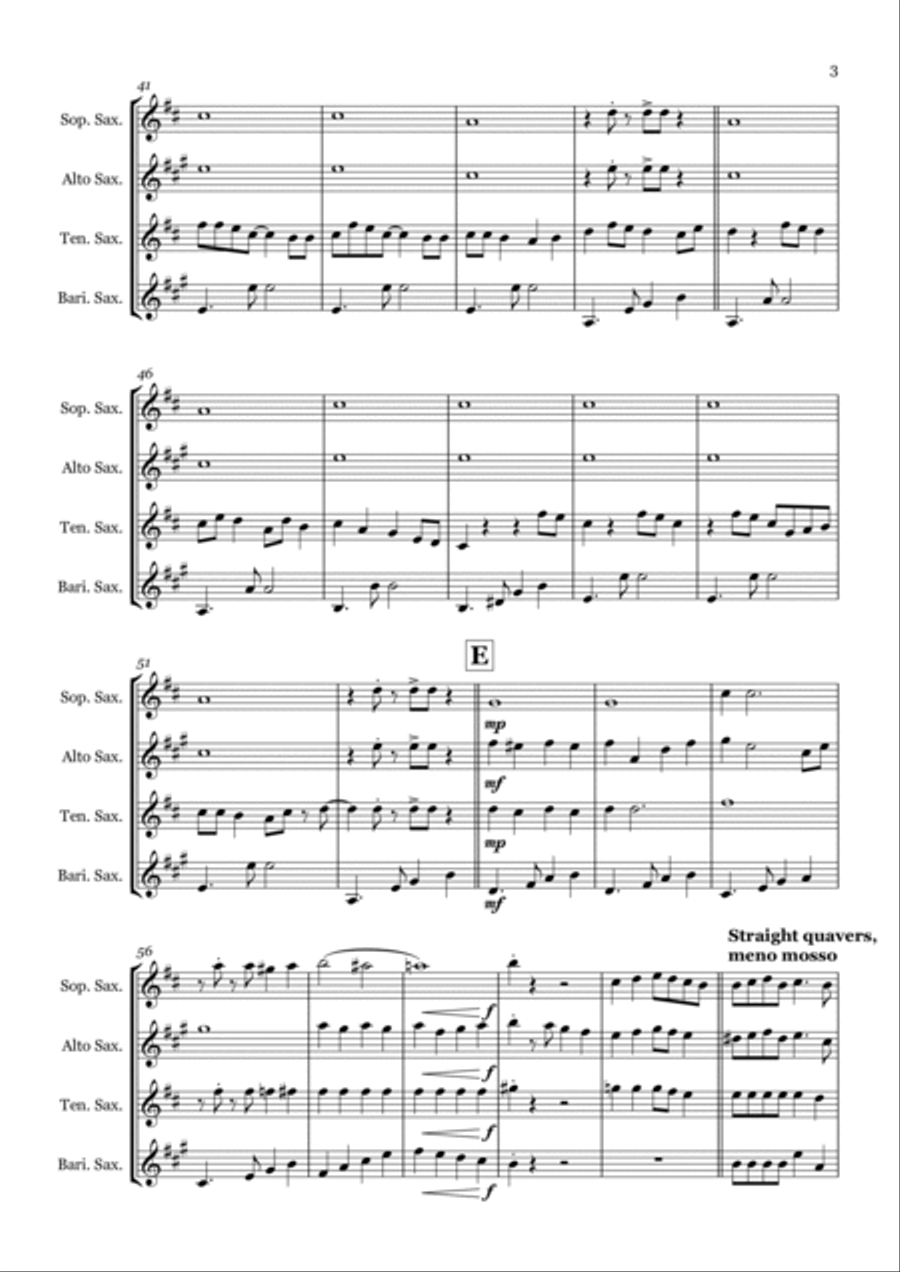 Rockin' Around The Christmas Tree Saxophone Quartet scores gallery preview page 3