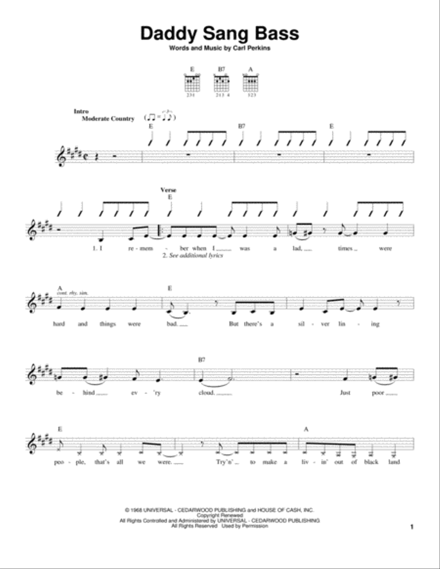 Daddy Sang Bass Daddy Sang Bass Electric Guitar scores gallery preview page 1