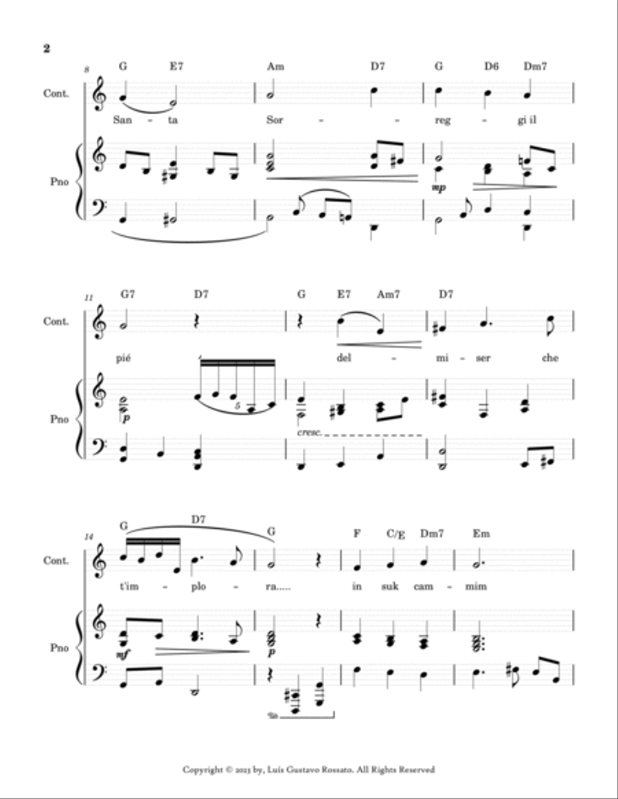 Mascagni - Ave Maria ( CONTRALTO - C Major) Piano scores gallery preview page 2