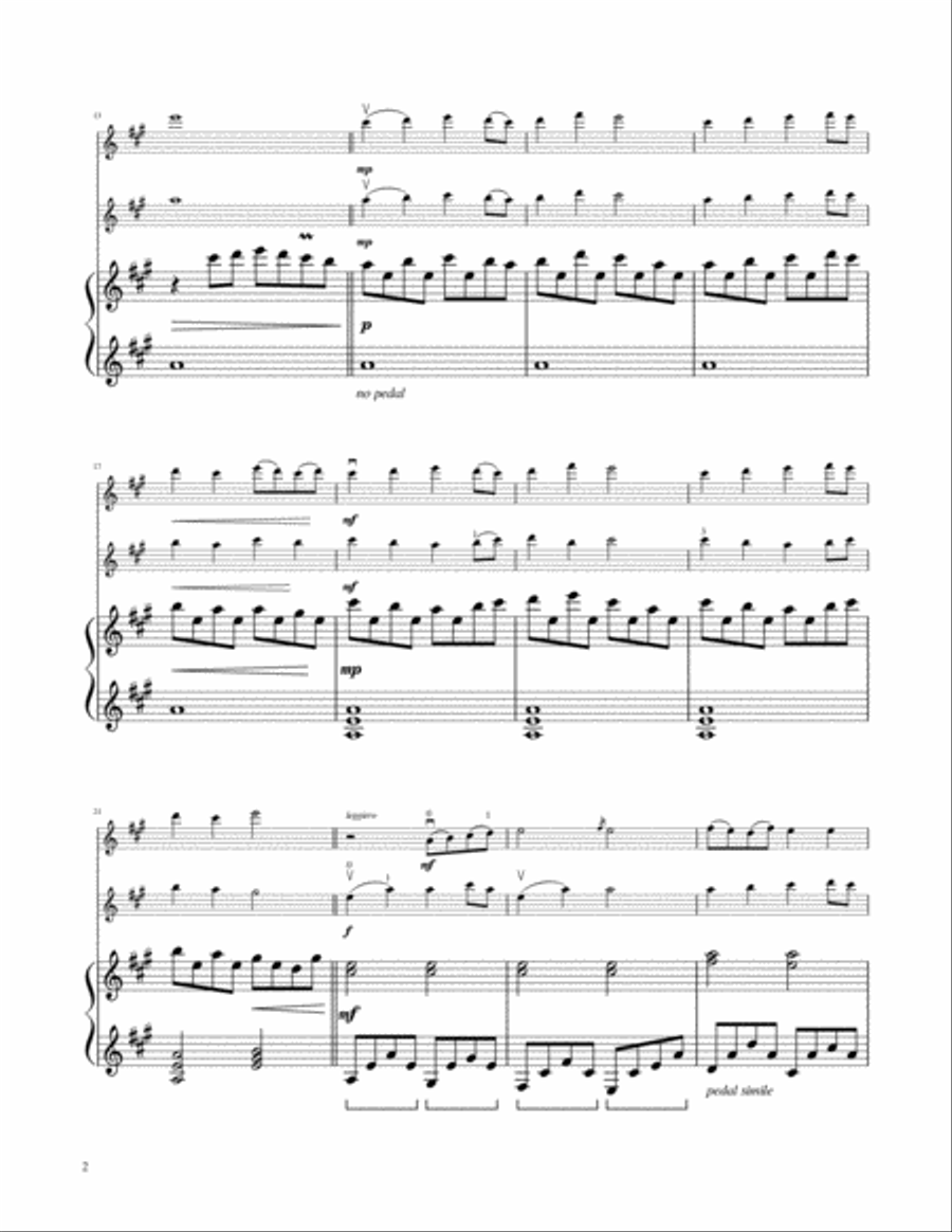 He Is Born, the Divine Christ Child - Violin Duet with Piano Accompaniment String Duet scores gallery preview page 3