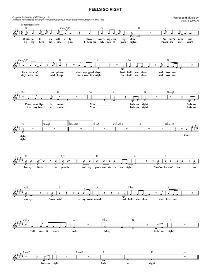 Feels So Right Feels So Right Piano scores gallery preview page 1