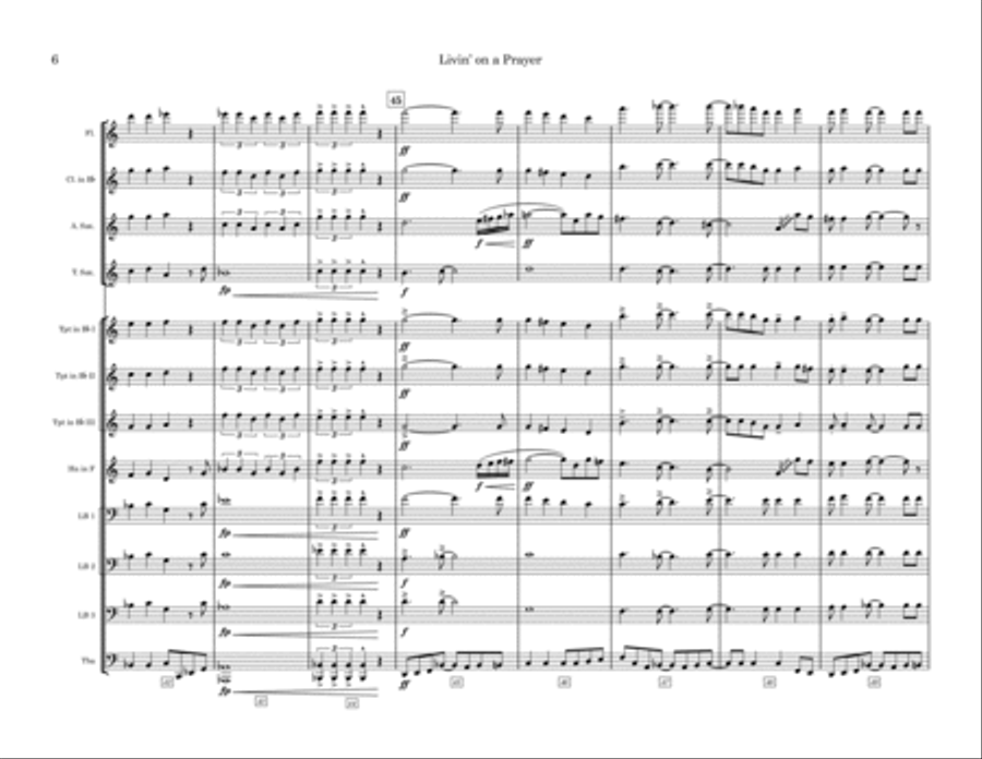 Livin' On A Prayer Marching Band scores gallery preview page 6