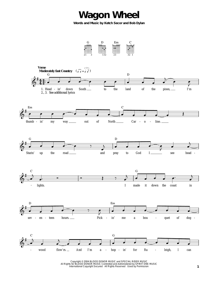 Wagon Wheel Wagon Wheel Acoustic Guitar scores gallery preview page 1