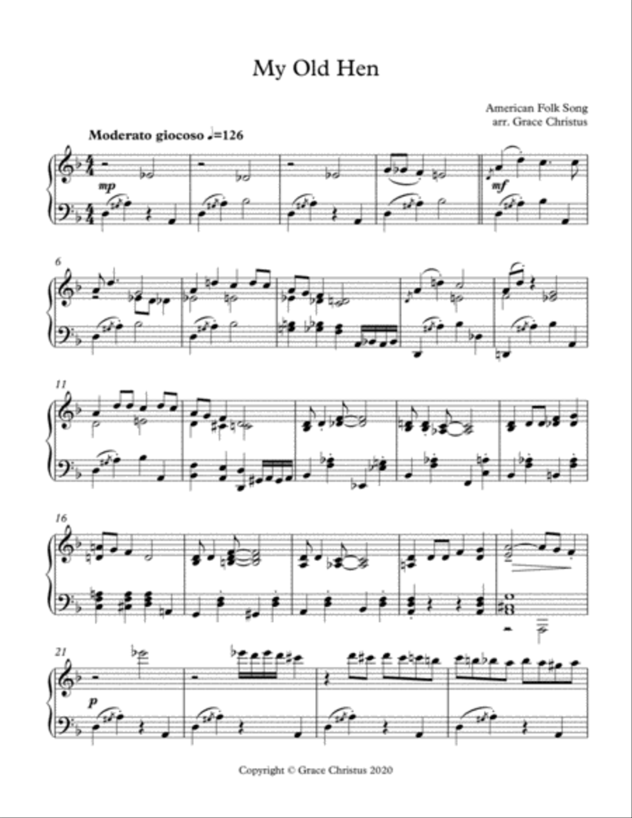 My Old Hen Piano Solo scores gallery preview page 1