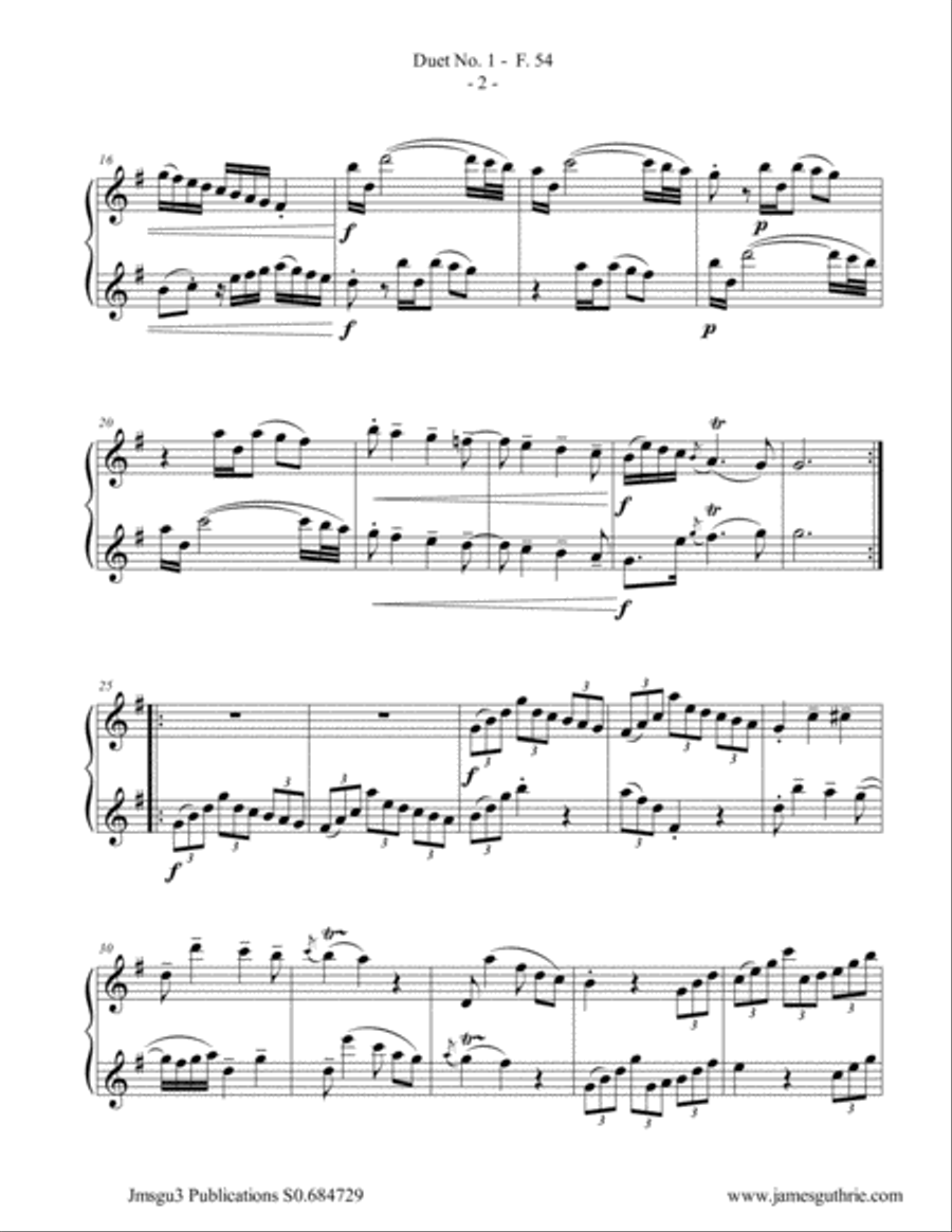WF Bach: The Six Duets Complete for Alto Flute Duo Flute Duet scores gallery preview page 2