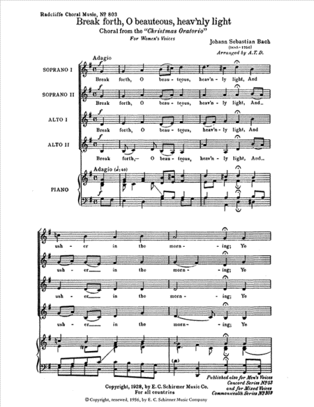 Christmas Oratorio, The: Break Forth, O Beauteous Heavenly Light, BWV 248