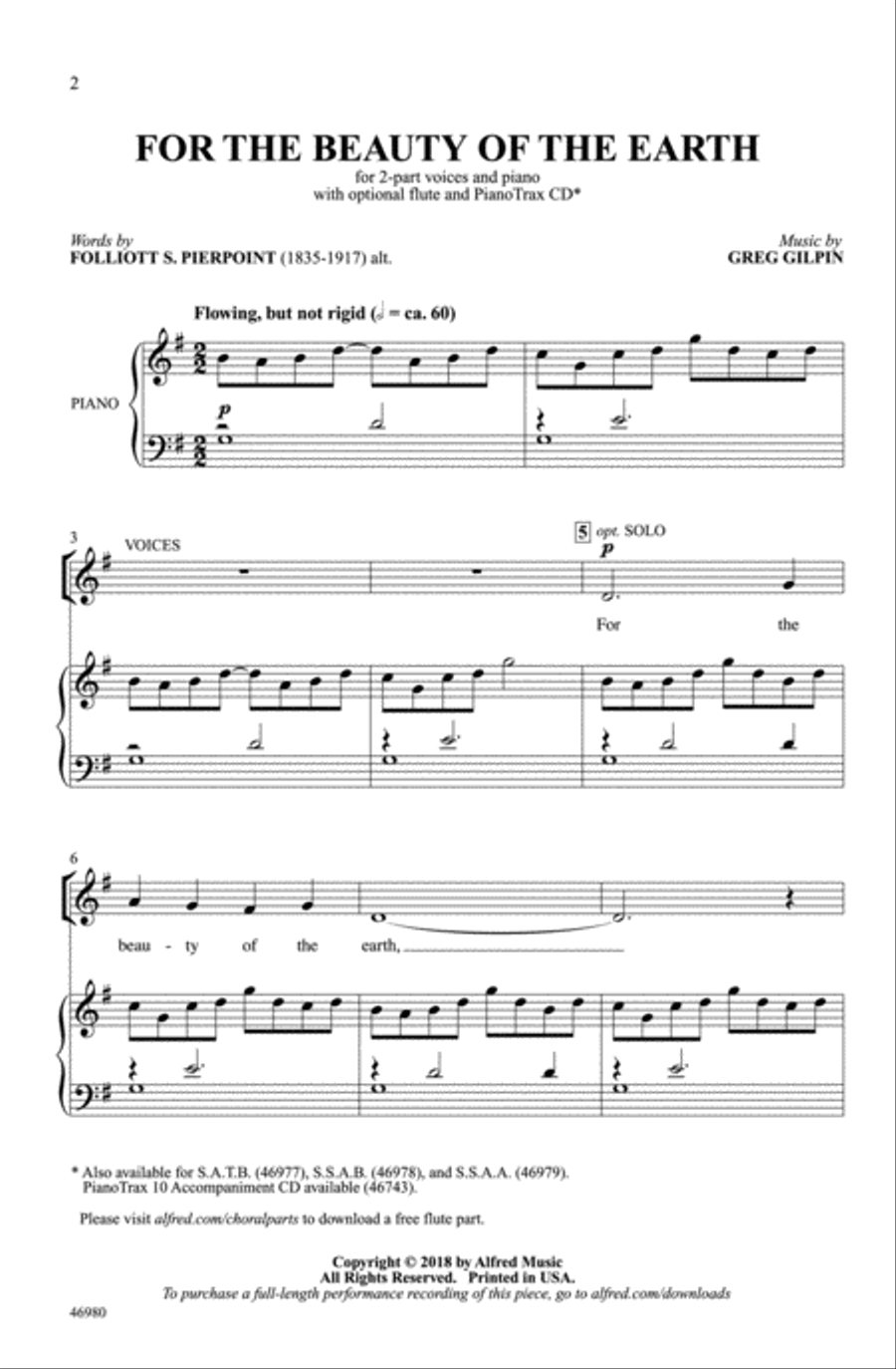 For the Beauty of the Earth Choir scores gallery preview page 1