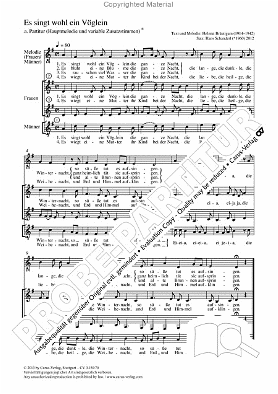 Es singt wohl ein Voglein 4-Part scores gallery preview page 2