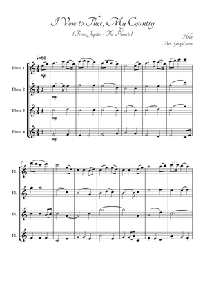 I Vow to Thee, My Country, by Holst, from The Planets. Arranged for flute quartet by Greg Eaton. Per