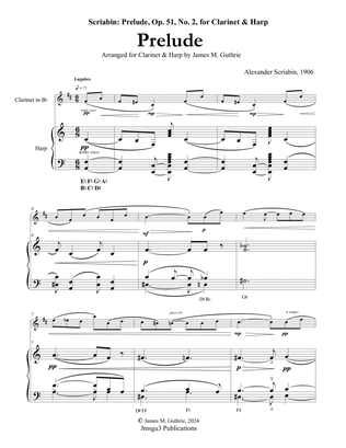 Scriabin: Prelude, Op. 51, No. 2 for Clarinet & Harp