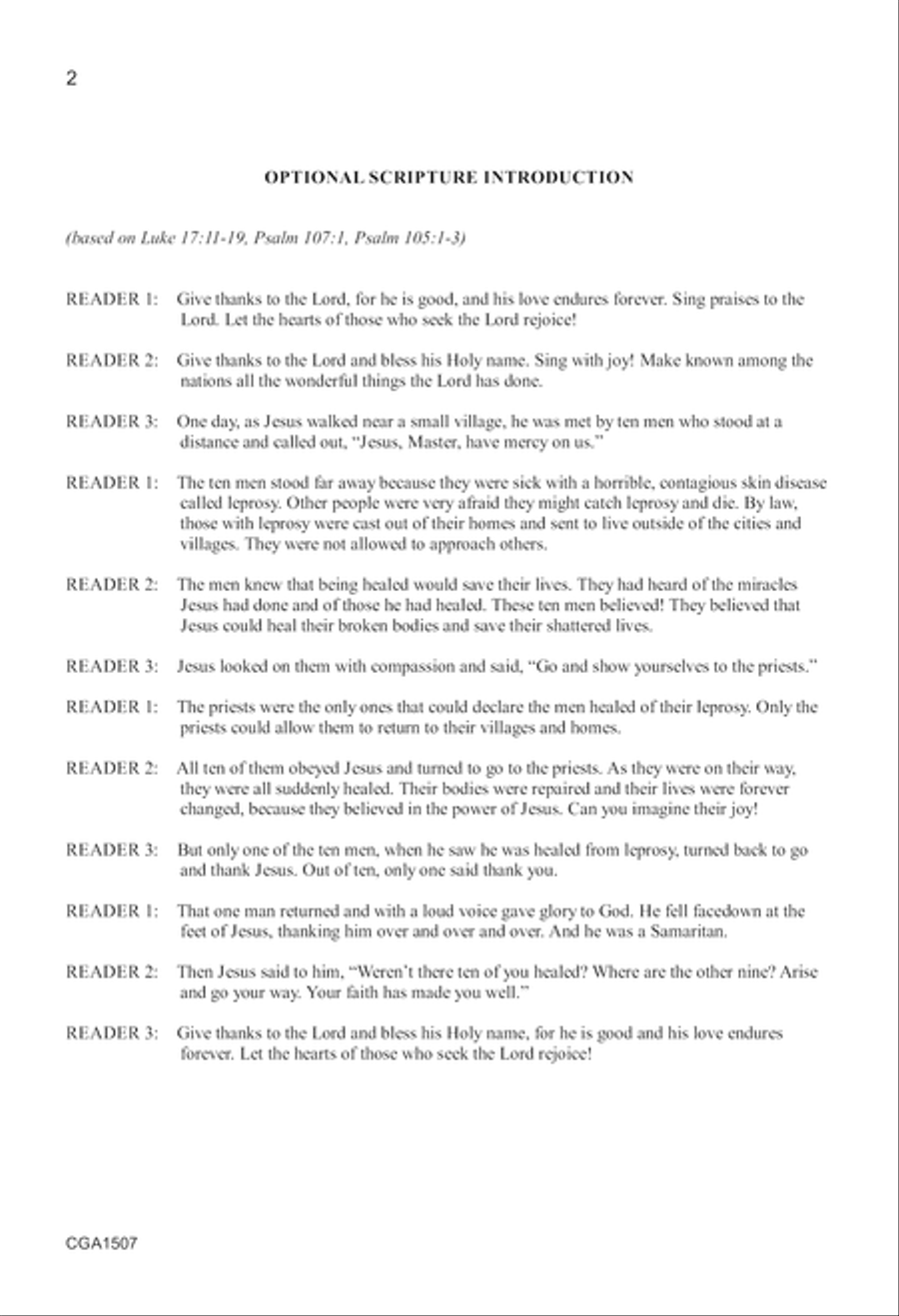 Come with a Grateful Heart Unison Choir scores gallery preview page 2