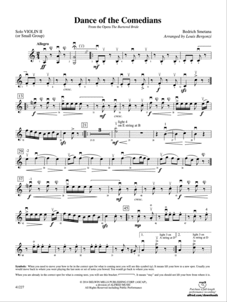 Dance of the Comedians (from the opera The Bartered Bride): Solo Violin 2 (or Small Group) String Orchestra scores gallery preview page 1