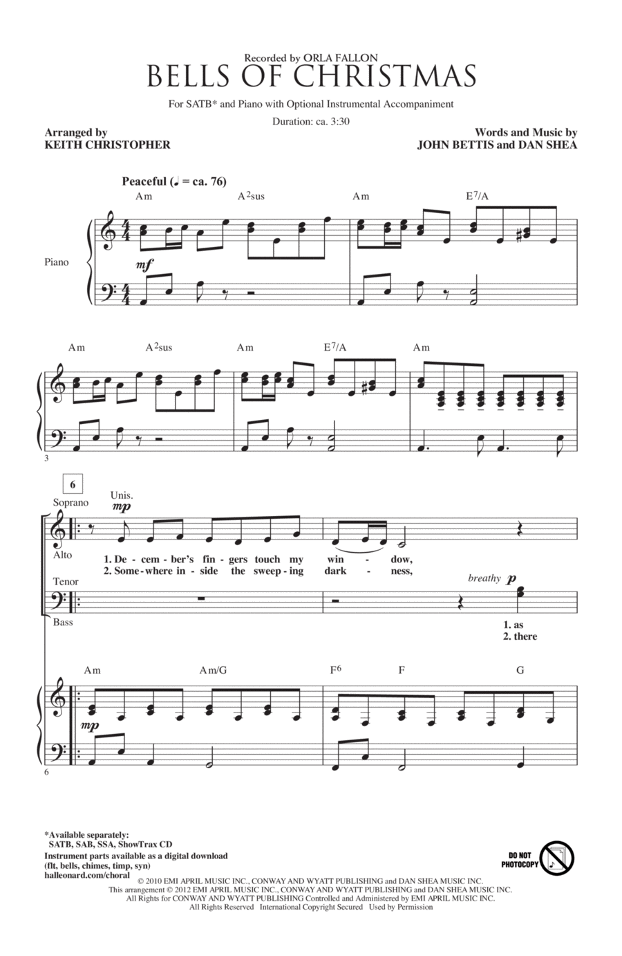 Bells Of Christmas 4-Part scores gallery preview page 1
